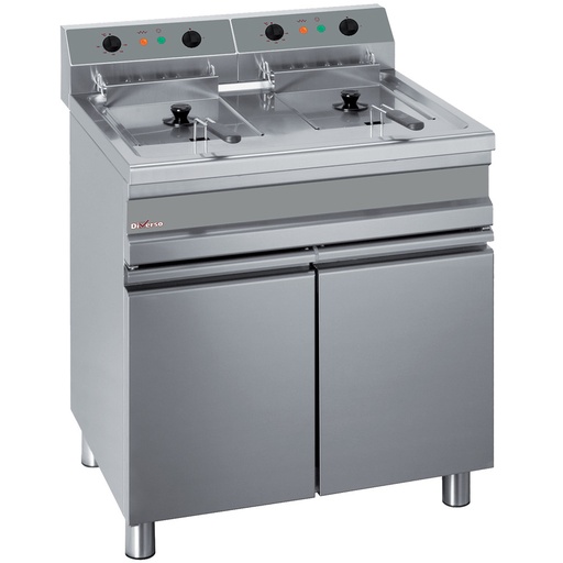 [WR-EF28-E2] Friteuse électrique 2 cuves de 14 litres sur armoire