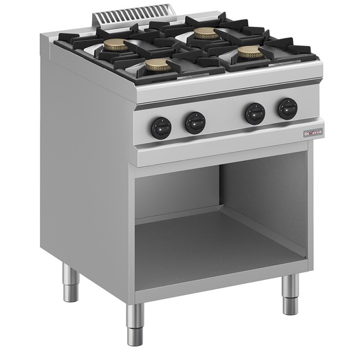 Fourneau gaz 4 feux, sur armoire ouverte