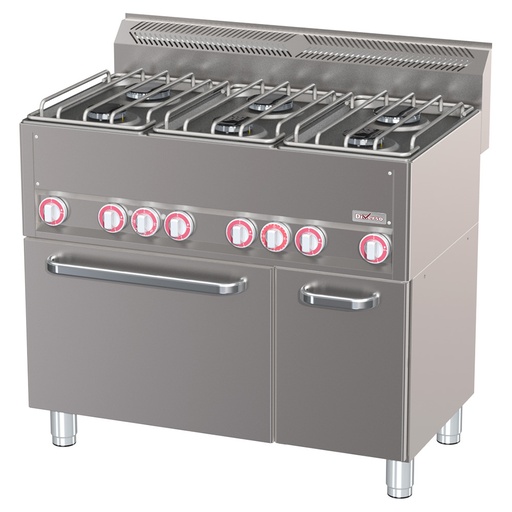 Fourneau 6 feux sur four à convection GN1/1 et armoire neutre