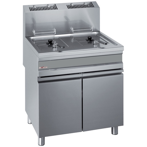 [WR-GF30-G2] Friteuse gaz 2 cuves 15 litres sur armoire