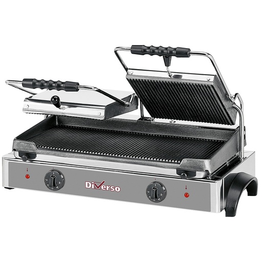 Grill panini électrique DOUBLE, plaques rainurées