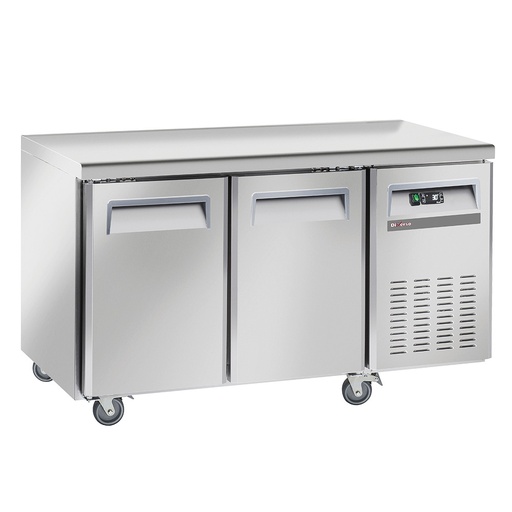 Table frigorifique, ventilé, 2 portes GN 1/1, sur roues, 2 avec freins