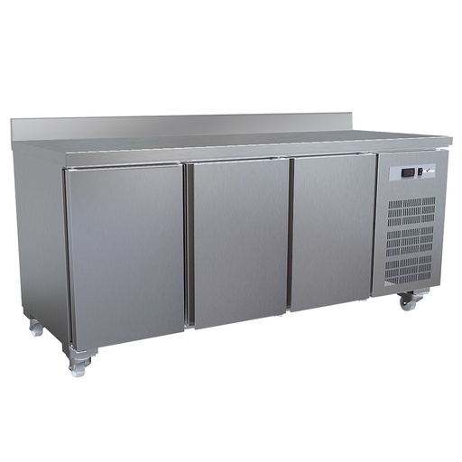Table frigorifique, ventilé, 3 portes GN 1/1 (405 Lit.), sur roues