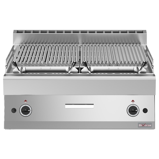 [WR-PLX2-80] Grill pierre de lave, 1/1 module, grille en fonte "double face"