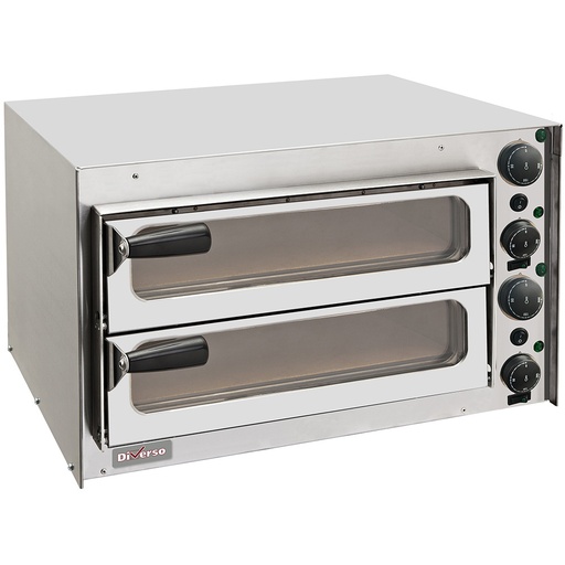 350 mm pizza oven, glass door, double chamber