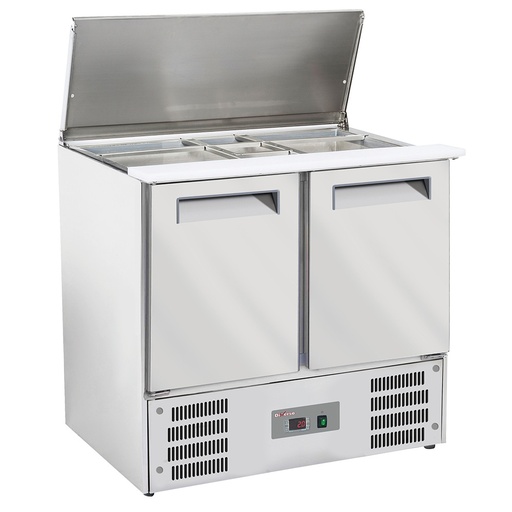 Saladette avec couvercle 2x GN1/1+3x GN 1/6-150 mm + reserve 2 portes GN 1/1