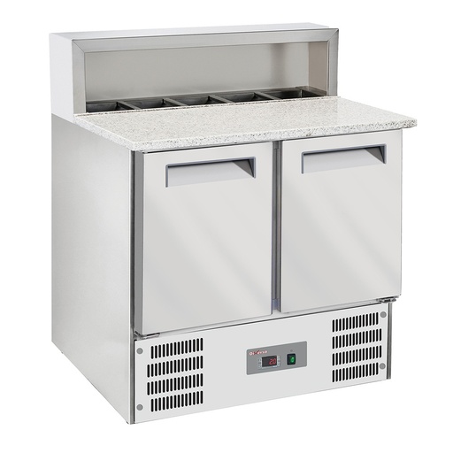 Refrigerated pizza table 2 doors GN1/1, refrigerated structure 5x GN1/6-150 mm