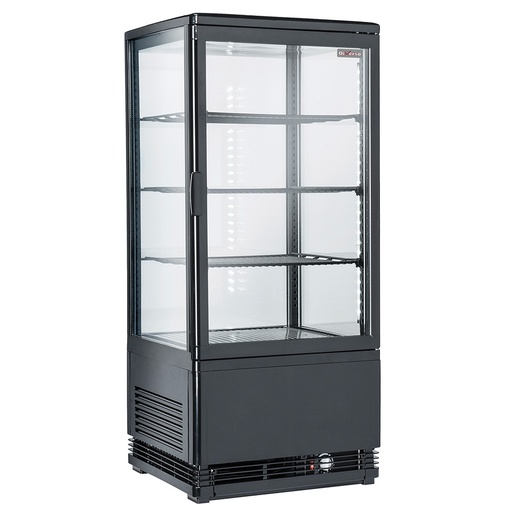 Vitrine de table ventilée, 4 faces vitrées, 4 niveaux, 80 litres - "Noire"