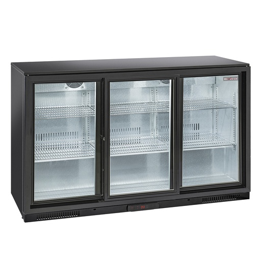 Ventilated “rear bar” bottle cooler, 3 sliding glass doors