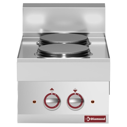 [E65/2P4T-230V/3-N] Electric range 2 round cooking plates -top- "Alpha 650"