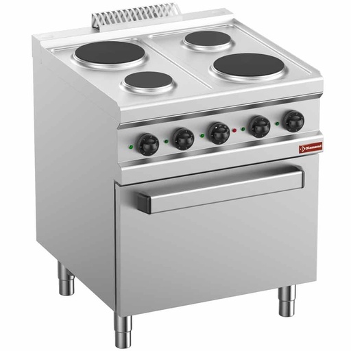 [C4EF7-BF] Electric range 4 plates, on electric oven GN 2/1