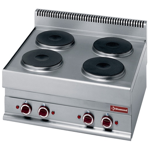 [E65/4P7T-230V/3-] Electric range 4 round cooking plates -top- "Alpha 650"