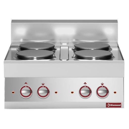 [E65/4P7T-230V/3-N] Electric range 4 round cooking plates -top- "Alpha 650"