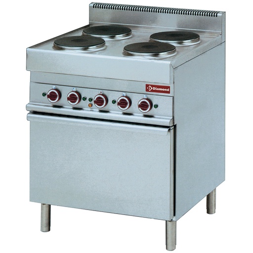 [E65/4PFV7-230V/3-] Electric range with 4 round hobs and convection oven GN 1/1
