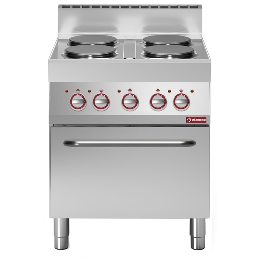 [E65/4PFV7-N] Electric range with 4 round hobs and convection oven GN 1/1