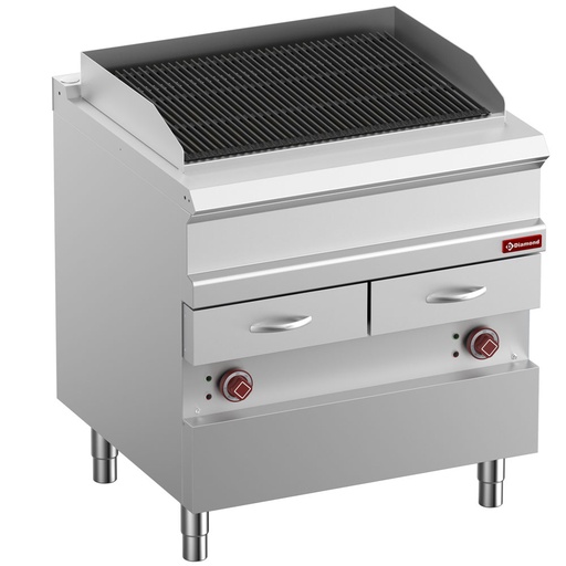 [E7/GVQA8-N] Electric steam grill, module 1/1, grid in cast iron "double sided"