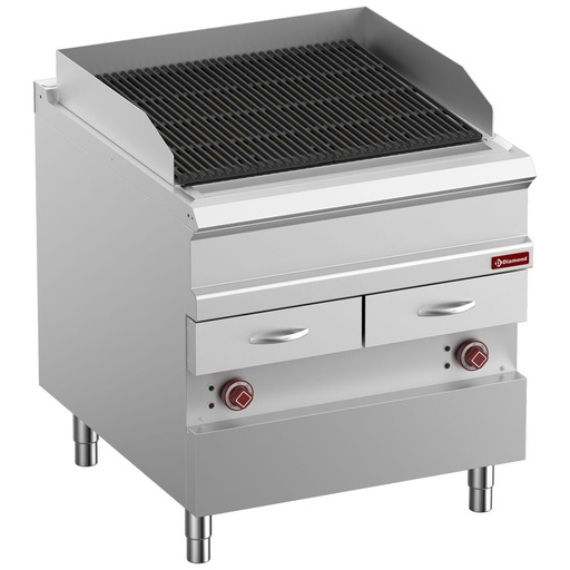[E9/GVQA8-N] Electric steam grill, module 1/1, grid in cast iron "double sided"