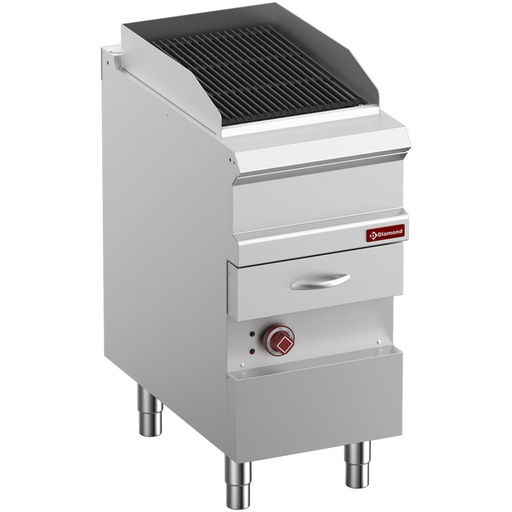 [E7/GVQA4-N] Electric steam grill, module 1/2, grid in cast iron "double sided"