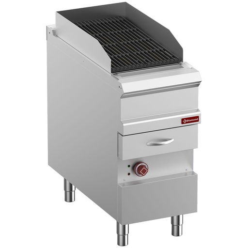 [E9/GVQA4-N] Electric steam grill, module 1/2, grid in cast iron "double sided"
