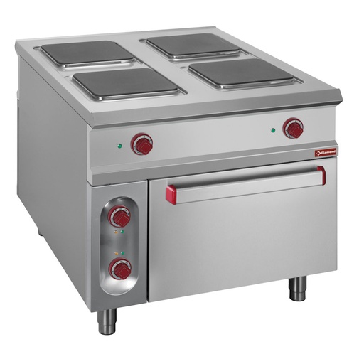 [E1/4PQF2] Electric stove 4 plates with electric GN 2/1 oven - PASS-THROUGH