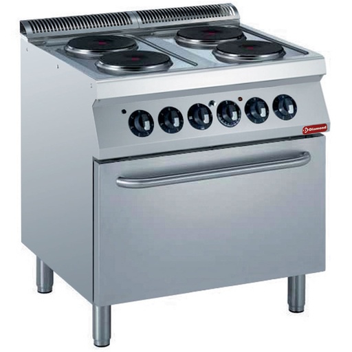 [E17/4PF8-N] Electric stove 4 plates, electric oven GN 2/1