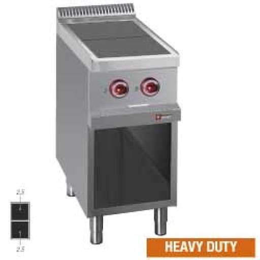 [E77/2SPA4-N] Electric stoves 2 plates aligned with the top, on open cupboard
