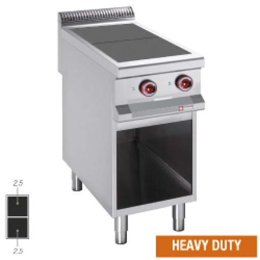 [E99/2SPA1-N] Electric stoves 2 plates aligned with the top, open cupboard
