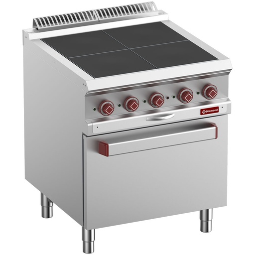 [E7/4SPFV7-N] Electric stoves 4 plates aligned with the top, on convection oven GN 1/1
