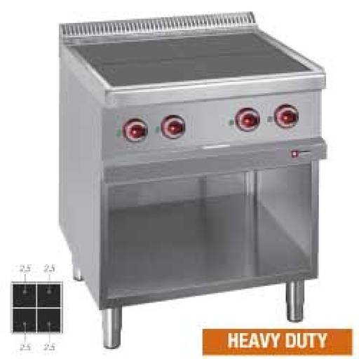 [E77/4SPA7-N] Electric stoves 4 plates aligned with the top, on open cupboard