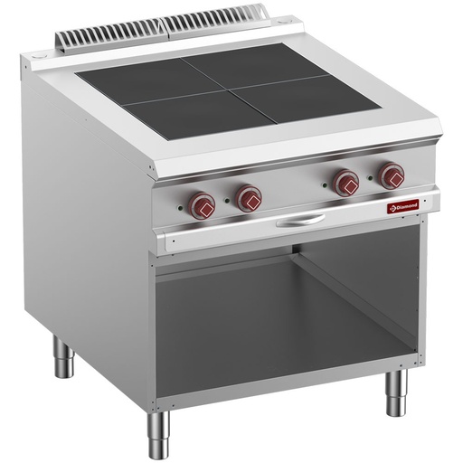 [E9/4SPA8-N] Electric stoves 4 plates aligned with the top, open cupboard