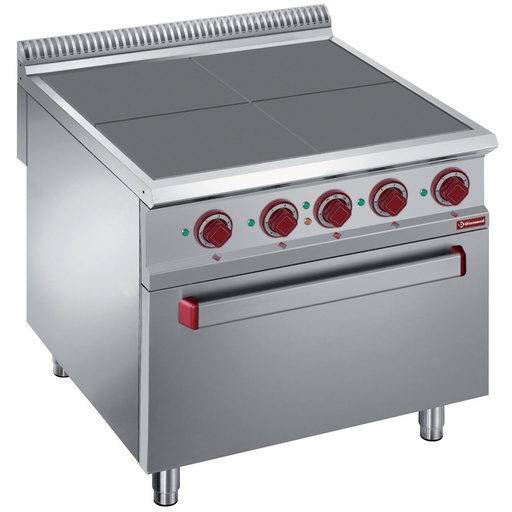 [E9/4SPF8] Electric stoves 4 plates aligned with the top, oven GN 2/1