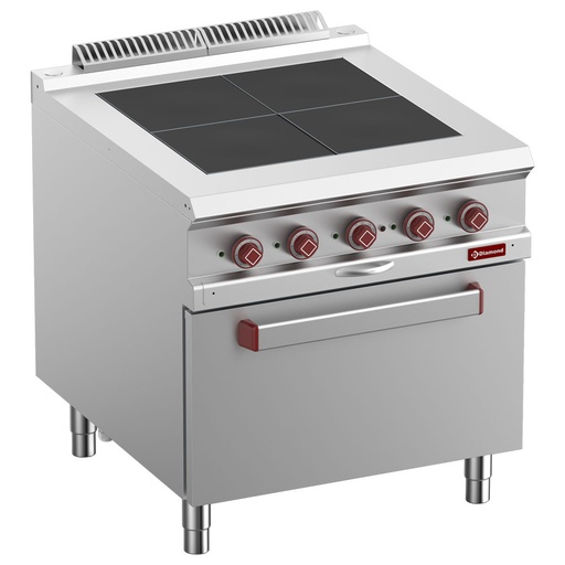 [E9/4SPF8-N] Electric stoves 4 plates aligned with the top, oven GN 2/1