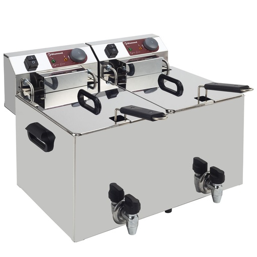 [EF102-TN] Electric table top fryer 2x 10 liters + tap