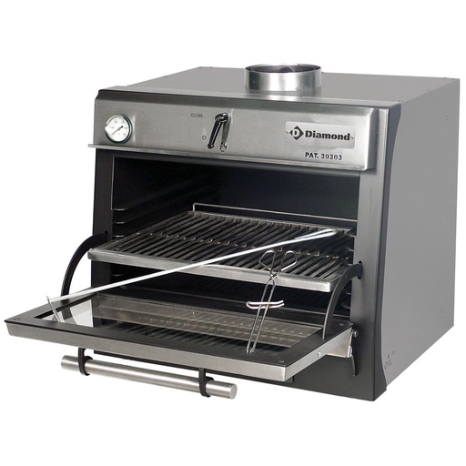 [CBQ-060/SS] Charcoal oven-BBQ, GN 1/1 (60 Kg/h)/Stainless steel