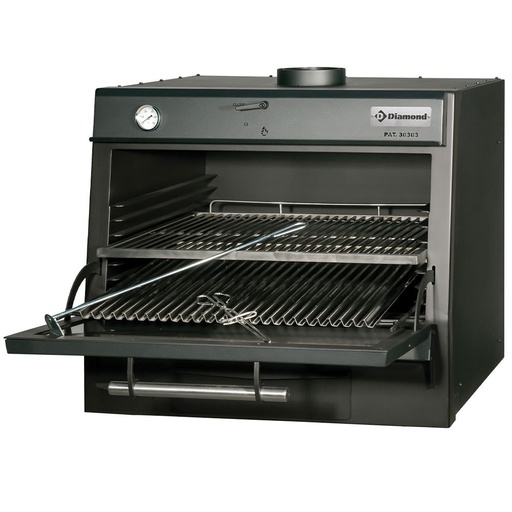 [CBQ-075/BK] Charcoal oven-BBQ, GN 1/1 + GN2/4 (75 Kg/h)/Black