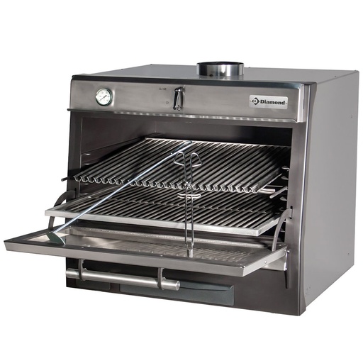 [CBQ-075/SS] Charcoal oven-BBQ, GN 1/1 + GN2/4 (75 Kg/h)/Stainless steel