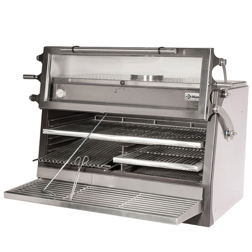 [CBQ-120/RX] Charcoal oven-BBQ, GN 2/1 + GN1/1 (120 Kg/h)- Liftable door/Stainless steel
