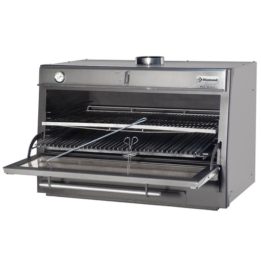 [CBQ-120/SS] Charcoal oven-BBQ, GN 2/1 + GN1/1 (150 Kg/h)/Stainless steel
