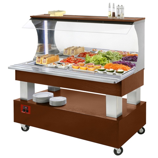 [ASB/4N-C1] Buffet - Wall refrigerated salad bar, 4x GN1/1-150 (Mahogany wood)
