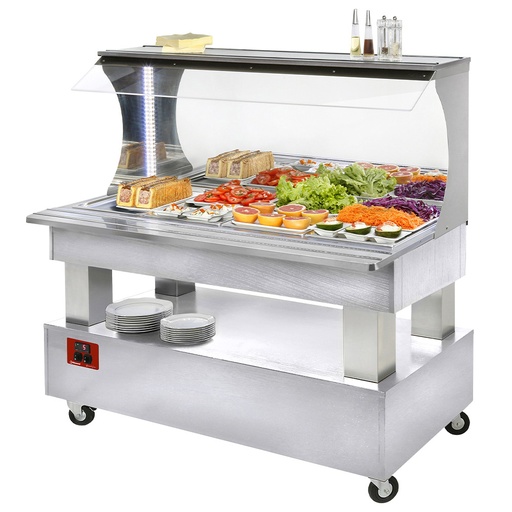 [ASB/4N-A1] Buffet - Wall refrigerated salad bar, 4x GN1/1-150 (white wood)