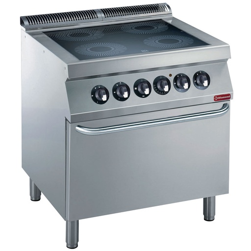[E17/4VCF8-N] Electric cooker 4 vitroceramics plates, electric oven GN 2/1