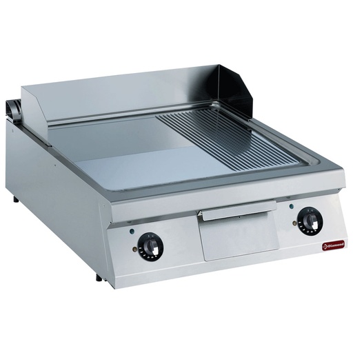 [E22/PMCD8T-230/3--N] Electric cooking plate 2/3 flat and 1/3 ribbed chromed -TOP-
