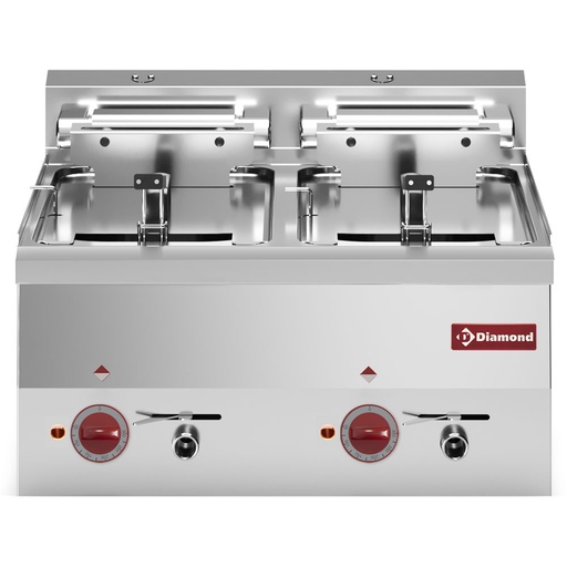 [E60/F20-6T-N] Electric fryer, 2 basins 10 liters -Top-