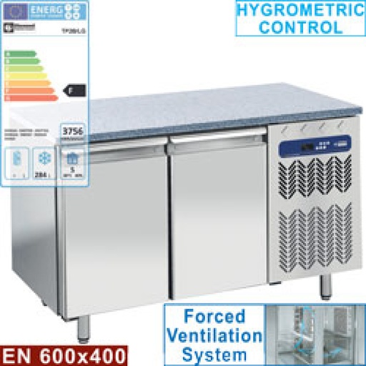 [TP2B/LG] Freezing table, ventilated, 2 doors EN 600x400 - Granite top