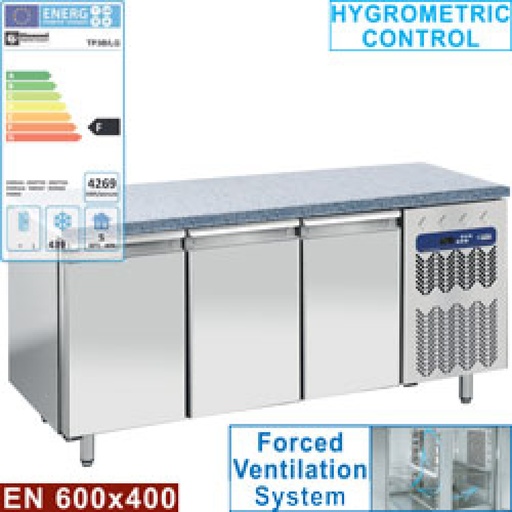 [TP3B/LG] Freezing table, ventilated, 3 doors EN 600x400 - Granite top