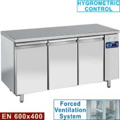 [TPS3B/L] Freezing table, ventilated, 3 doors EN 600x400, (without group)