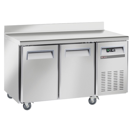 [WR-GTB2-2BD] Freezing table, ventilated, 2 doors GN 1/1, with backsplash, on wheels, 2 with brakes