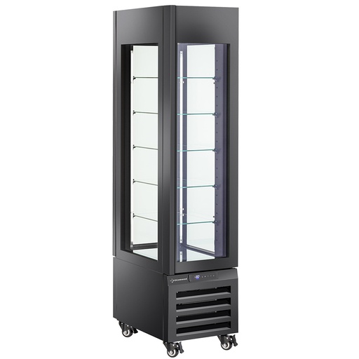 [MAX/305-PB] FULL vitrine 260 Lt., 5 glass levels, ventilated - PASTRY - BLACK