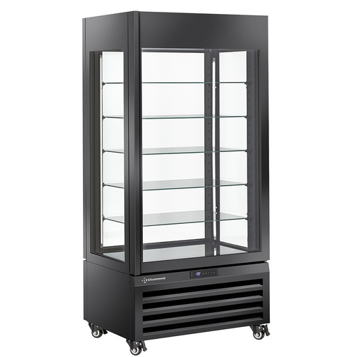 [MAX/609-PB] FULL vitrine 600 Lt., 5 glass levels, ventilated -  PASTRY - BLACK