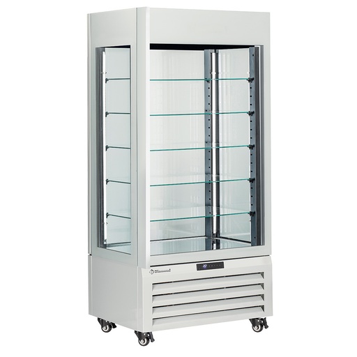 [MAX/609-BW] FULL vitrine 600 Lt., 5 glass levels, ventilated - ICE CREAM & PASTRY - WHITE